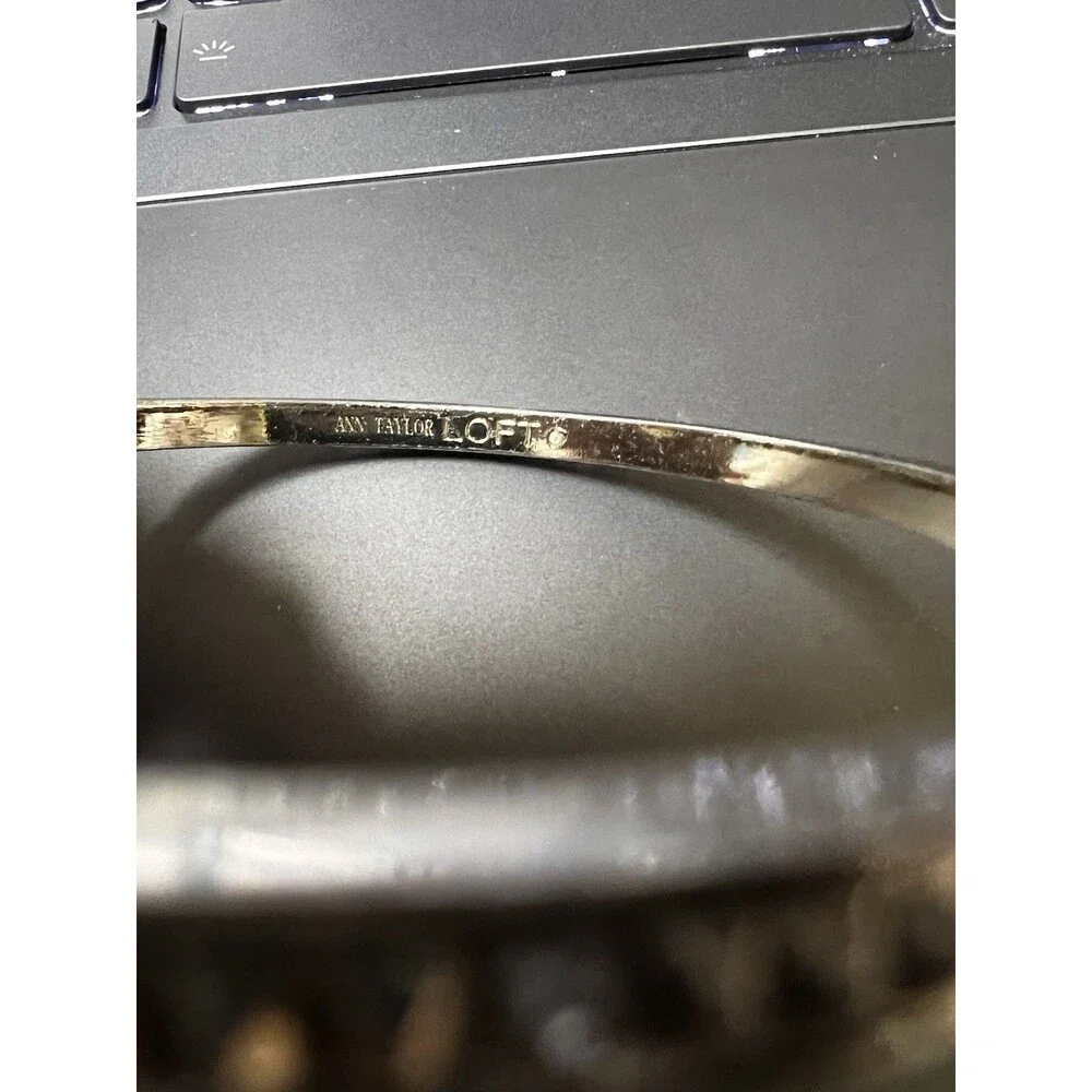 Ann Taylor Loft Gold Tone Pyramid Stud‎ Rhinestone Bangle Bracelet